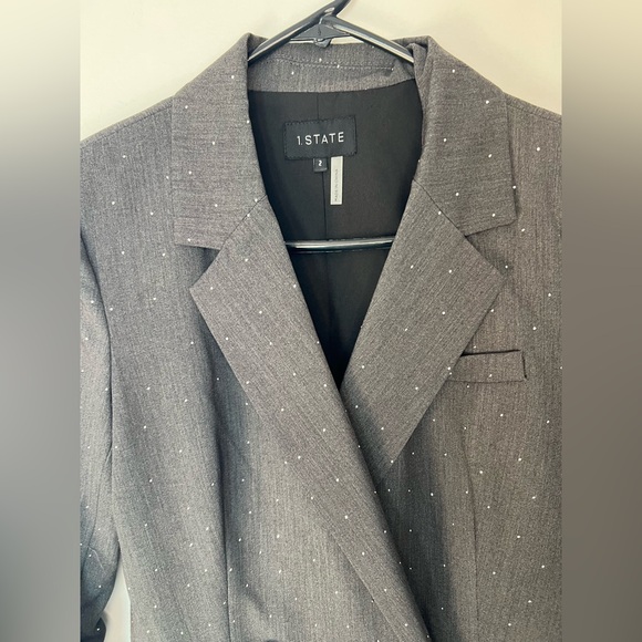 1. State Charcoal Embellished Double-Breasted Blazer Mini Dress NWT - Picture 4 of 9
